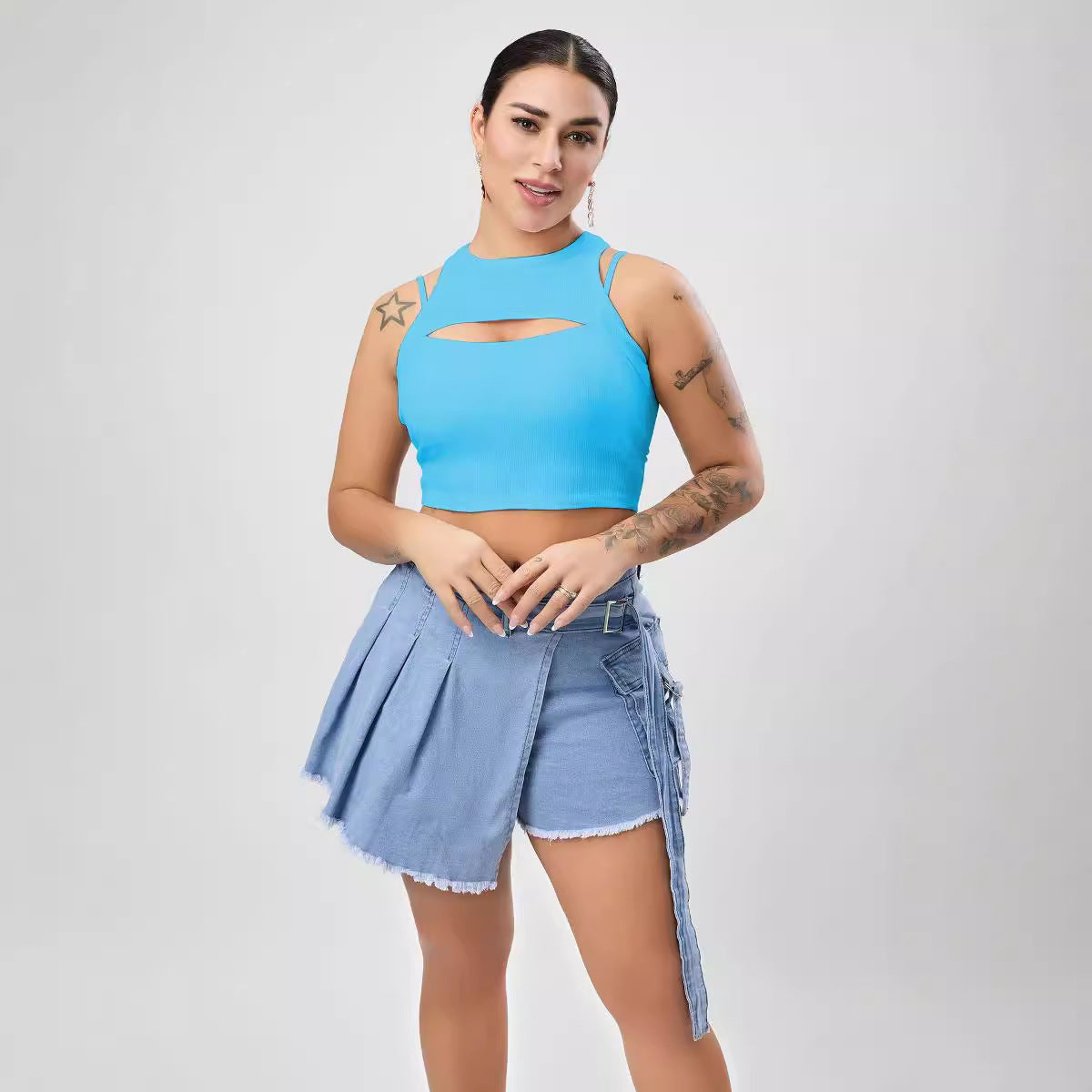 Multi Color Sexy Stretch Hollow Out Cutout Vest Women Sexy Design Blouse Slim Women Clothing Bella Mia